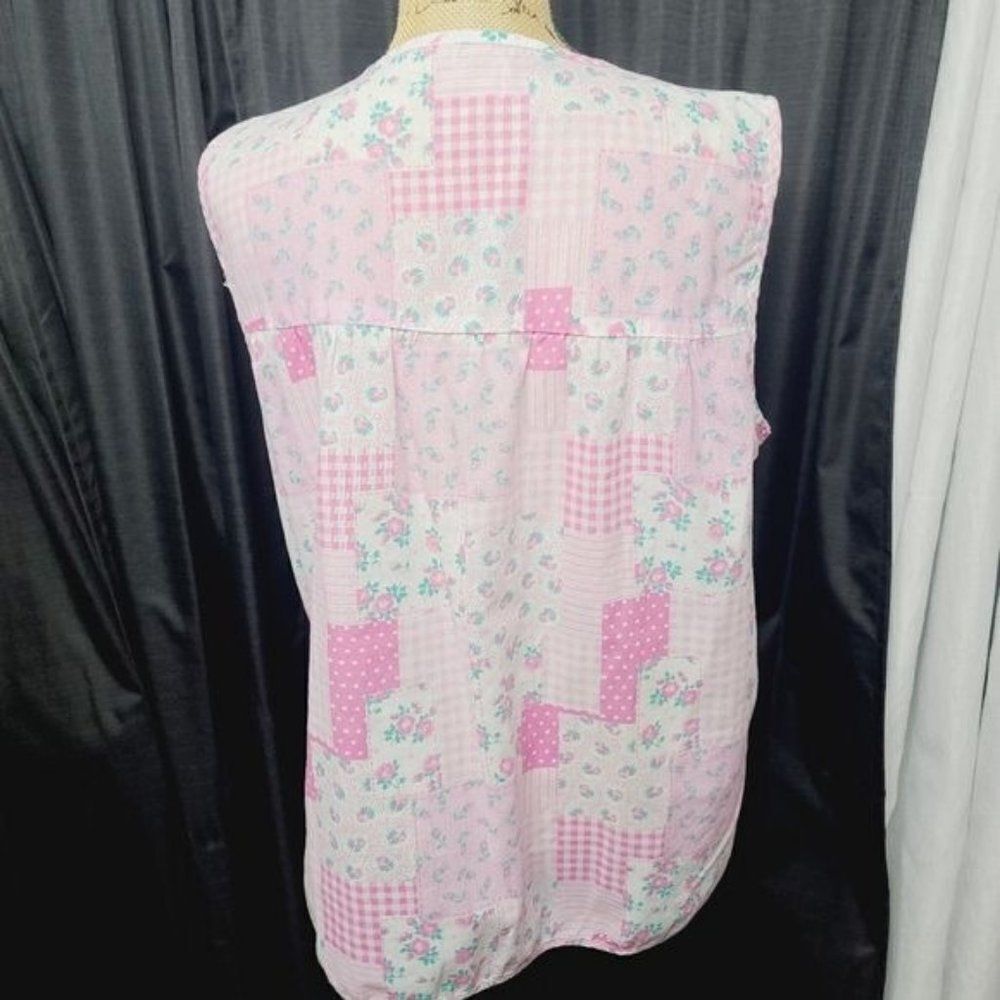 Vintage Barbiecore Pink Patchwork Snap Front Smoc… - image 5